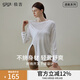 gigt極吉瑜伽服女運動t恤普拉提輕薄透氣長袖健身服運動罩衫 杏仁白 M