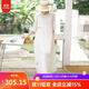 知筆墨夏季新款女中國風(fēng)復古白色苧麻寬松長(cháng)款連衣裙 禪意仙女茶服 白色 均碼