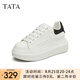 他她（TATA）小白鞋2025夏季新款奶油泡泡厚底女鞋增高松糕鞋板鞋 白/黑（刺繡版） 36