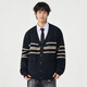 Foss Phil 開(kāi)衫毛衣男士秋季新款復古紐扣V領(lǐng)條紋慵懶開(kāi)衫外套長(cháng)袖針織衫 NYH-NYH908黑色 XL