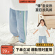 威爾貝魯（WELLBER）褲子兒童春季2024年新款外出束腳長(cháng)褲男童女童拼接時(shí)尚童裝 藍色 100