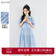 詩(shī)凡黎萊賽爾連衣裙2024夏新款法式氣質(zhì)高級泡泡袖多巴胺公主裙女 淺藍 S 155/80A