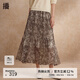 播碎花半身裙女商場同款2024夏新款復(fù)古褶皺雪紡長裙BDR2BD1662 O64琥珀花 S