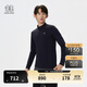 KOLON SPORT/可隆半拉鏈長(cháng)袖 男子戶(hù)外休閑無(wú)縫一體織棉感彈力拼接內搭T恤 LHZT5SN033-BK 黑色 M 170/92A