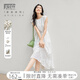 對白新中式國風(fēng)印花連衣裙女2025夏季新款后背綁帶設(shè)計感氣質(zhì)裙子 鏤空花 S