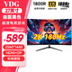 VDG 24英寸電腦顯示器高清液晶22家用辦公游戲電競監控屏臺式筆記本外接ps5護眼高刷高色域低藍光壁掛 27英寸曲面2K180Hz
