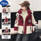 迪士尼女童三合一2025新款兒童兩件套沖鋒衣秋冬加棉加厚絨可拆卸外套潮 紅色加棉+內膽 160