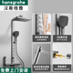 漢斯格雅（Hansgrohe）家用恒溫花灑浴室按摩淋浴套裝全銅腰噴方形頂噴數顯淋雨沐浴花灑 【槍灰】恒溫版升級腰噴