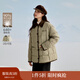 茵曼（INMAN）2025秋冬女裝新款巴恩風(fēng)襯衫夾克羽絨服休閑寬松白鴨絨外套 豆綠色 M