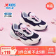 特步（XTEP）兒童小童閃蝶休閑鞋網(wǎng)布女童旋轉(zhuǎn)扣運動鞋 烏紫色/云峰藍 33