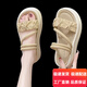 百麗踏仙女風(fēng)兩穿涼鞋女2025夏季新款厚的底法式晚風(fēng)外穿涼拖羅馬一字拖 卡其色 36