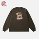 CLOT CLOTTEE by CLOT馬上有錢(qián)印花長(cháng)袖T恤 微磨毛親膚 榫卯系列 棕色 M