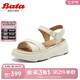 Bata時裝涼鞋女2025夏季商場新款百搭羊皮厚底一字帶涼鞋UDX29BL5七夕 米白 37
