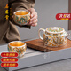 毓器輕奢999純銀鎏銀茶具套裝一壺兩杯功夫茶壺茶杯高檔伴手禮禮盒裝 龍翰鳳翼鎏銀茶壺套組