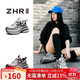 ZHR老爹鞋女復古潮流厚底內增高女鞋休閑情侶鞋子女 JT67 銀色 37 