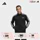 adidas休閑舒適三條紋立領夾克外套男裝秋季阿迪達斯官方輕運動 黑色/白(推薦選大一碼) S