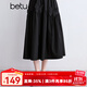 百圖betu女裝2025夏季新款半身裙松緊高腰女裙立體蝴蝶結裙子2504X01 黑色 M