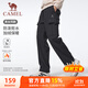駱駝（CAMEL）加絨工裝褲男女戶(hù)外防潑水直筒運動(dòng)褲子 J35CA6L6027 幻影黑 XL
