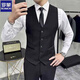 羅蒙西裝馬甲西服套裝男結婚伴郎團禮服商務(wù)休閑大碼工作服背心職業(yè)裝 LT8801黑色馬甲+白襯衫 XL (175)