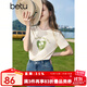 百圖betu女裝夏新款T恤簡(jiǎn)約字母印花珍珠蝴蝶結短袖T恤女2307T25 淺杏色 M