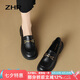 ZHR樂福鞋女春秋復(fù)古金屬扣粗跟女鞋一腳蹬單鞋女兩穿 AH352 黑色 38
