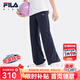 FILA【靈柔褲】斐樂(lè)童裝兒童長(zhǎng)褲2024新款中大童女童針織打底褲 RD寶藍(lán)-NV 150