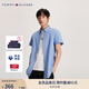 TOMMY HILFIGER【舒適府綢】夏季男裝商務(wù)休閑易打理短袖襯衣襯衫男外套 天藍色GU1 L （推薦：150-165斤）