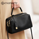 ESUNARTY女款包包2026新款小眾高級感通勤女包真皮手提波士頓枕頭包斜挎包 黑色