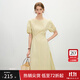 范思藍(lán)恩韓系休閑泡泡袖連衣裙女夏季2025新款松緊收腰A字裙2383 青檸黃 S