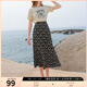 三彩2025夏季新款碎花半身裙高腰開(kāi)叉雪紡A字裙浪漫長(cháng)裙清新M 烏黑色花卉 S 155/64A