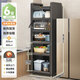 帥仕廚房置物架落地碗柜餐邊收納柜櫥柜冰箱夾縫微波爐烤箱用具儲物柜 【全柜加高】灰6層40長(cháng)42深丨加厚強承重