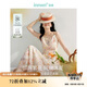 茵曼（INMAN）茶歇碎花印花女裝V領(lǐng)吊帶連衣裙2025春季新品收腰裙子 冰粉橙 M