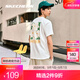 斯凱奇（Skechers）涼感T恤印花情侶男女同款夏季針織圓領(lǐng)短袖衫吸濕速干透氣寬松短T 棉花糖白/0074 XL