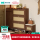 林氏家居中古風(fēng)藤編門(mén)口家用入戶(hù)鞋柜鞋架收納玄關(guān)柜一體楓糖系列RC1N