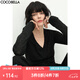 COCOBELLA前后兩穿領(lǐng)型滿(mǎn)天星亮片針織衫女秋時(shí)尚V領(lǐng)打底衫TS642 黑色 M