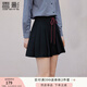 香影學(xué)院風(fēng)藏青色百褶半身裙女2025秋裝新款小個(gè)子短款高腰a字裙 藏青 S 155/60A/85-95斤