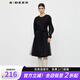 S.DEER【新】圣迪奧女裝優(yōu)雅圓領(lǐng)網(wǎng)紗長(zhǎng)袖連衣裙S233Z12C4 黑色/91 M 165