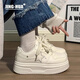 靖話(huà)松糕厚底板鞋女2025秋冬季新款小白鞋學(xué)生百搭休閑鞋軟底運動(dòng)鞋子 白色【送配飾-可拆卸】 37 (235mm)