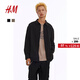 H&M男裝襯衫2025秋季新款長袖寬松翻領抗撕裂拼接布薄外套1252133 深棕色 L 175/108