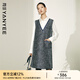 顏域時(shí)尚V領(lǐng)小香風(fēng)無(wú)袖連衣裙女冬裝2022新款寬松顯瘦女士背心裙 藍(lán)格 M/38