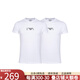 阿瑪尼（ARMANI）奢侈品男裝 男裝短袖t恤男士時尚休閑修身薄款微彈短袖T恤兩件裝 白色 M 115-135斤