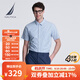 諾帝卡（NAUTICA）男裝春夏新款全棉格紋柔軟舒適休閑短袖襯衫男WE4103 淺藍色42T L