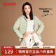 鴨鴨（YAYA）佟麗婭同款輕薄羽絨服女新款秋冬季休閑短款連帽保暖輕便韓版外套 抹茶綠色 XL