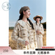 紫涵（ZIHAN）紫涵格紋鉤花針織開(kāi)衫女秋季日系設計感短款寬松毛衣外套 米底繡花 M