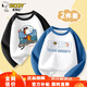 史努比（SNOOPY）兒童T恤男女童長(zhǎng)袖棉打底衫2件裝春秋 黑宇航+藍(lán)橄欖球    110   
