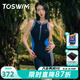 拓勝（TOSWIM）連體無(wú)袖及膝泳衣女2024款游泳衣爆款專(zhuān)業(yè)訓練顯瘦遮肚 灰藍字母及膝泳衣 M 【高160-164cm/重45-51kg】