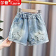 儷韻小屋（LiYunHouSe）夏季女童短褲2024新款兒童牛仔短褲中大童女孩寬松薄款外穿褲子潮 短褲五角星 160