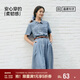 森馬（Semir）牛仔連衣裙女收腰翻領(lǐng)裙子2025夏涼感通勤休閑中長(cháng)裙109325114021