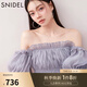 SNIDEL2025春夏新品甜美一字肩泡泡袖荷葉邊襯衫上衣SWFB251168 灰色 均碼 (F)