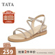 他她（TATA）絕美坡跟涼鞋女外穿一字帶時(shí)裝涼鞋秋季新款7UA03BL4 金色 36